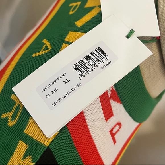 Kenzo Green Intarsia Knit Crew Neck Jumper - Picture 6 of 7